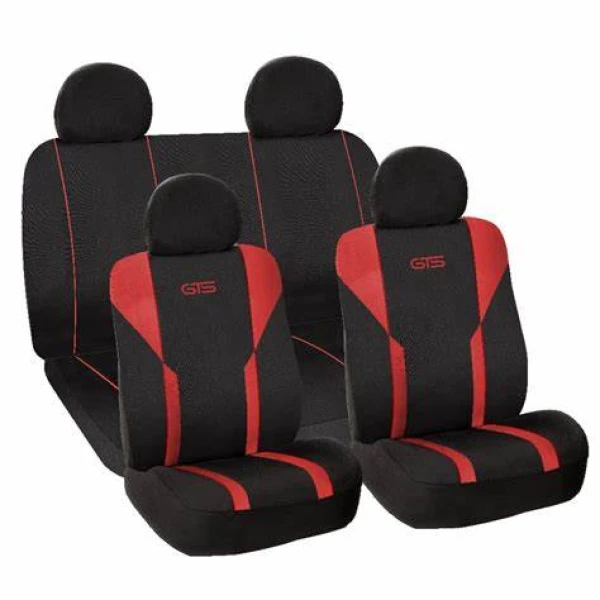 Funda Cubre Asiento De Poliester Negro-rojo Milano